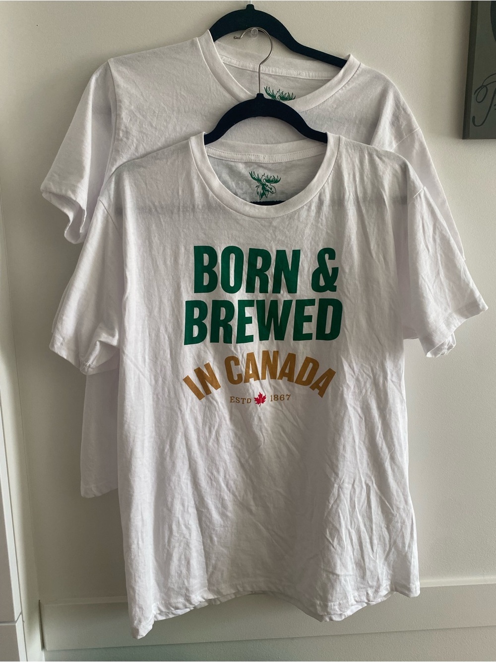 x 2 Born & Brewed In Canada Graphic Tee - White (M and L)